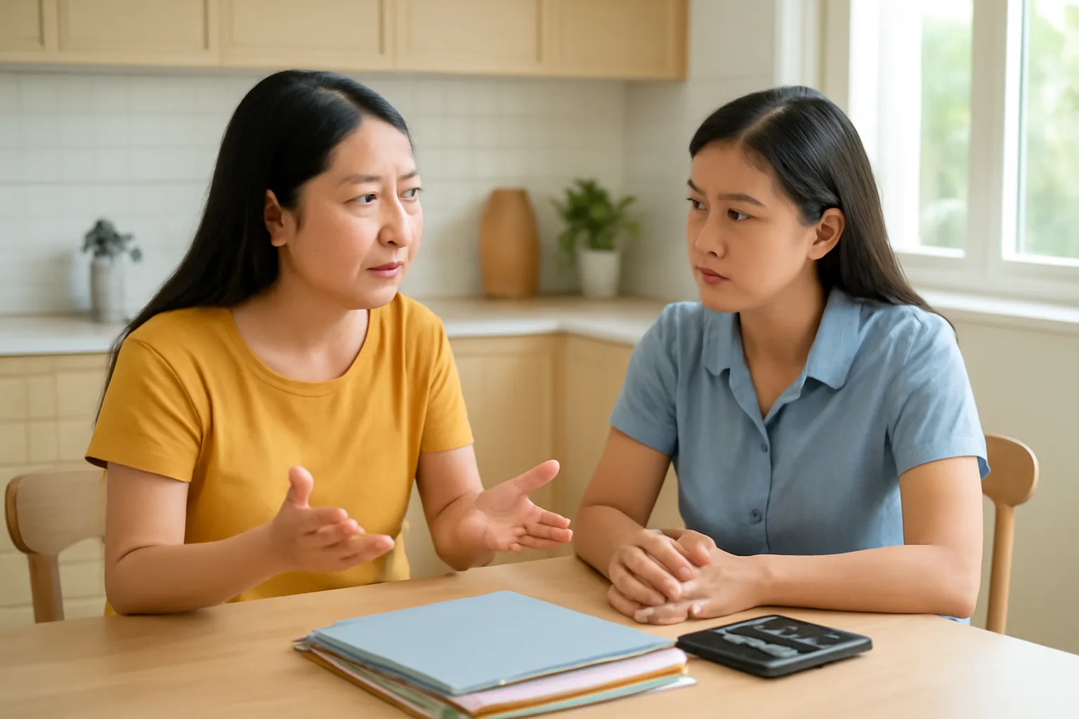 Hai chị em ngồi bàn chuyện chuyển tên người đại diện công ty gia đình