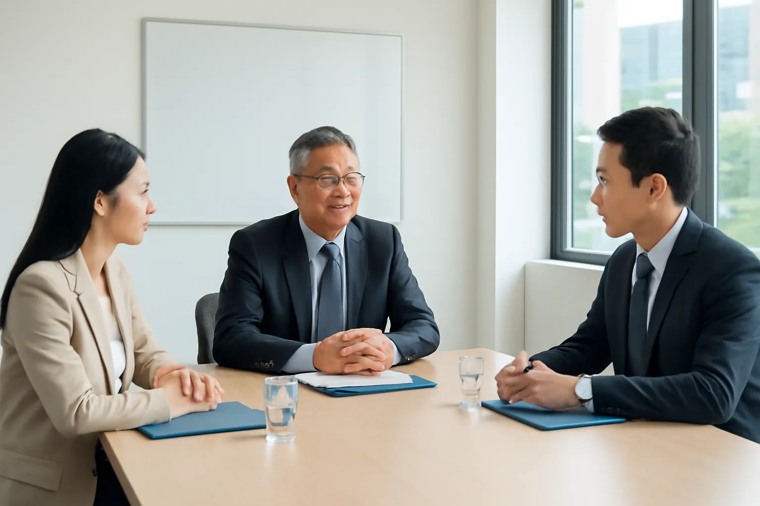 Hai thành viên góp vốn và giám đốc điều hành họp hội đồng thành viên